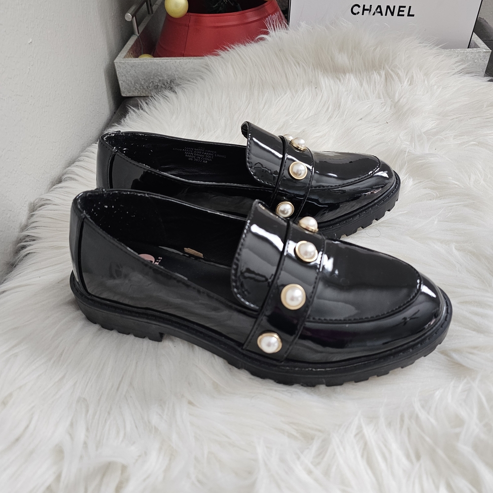 GB Girls Loafers with Pearl Accents